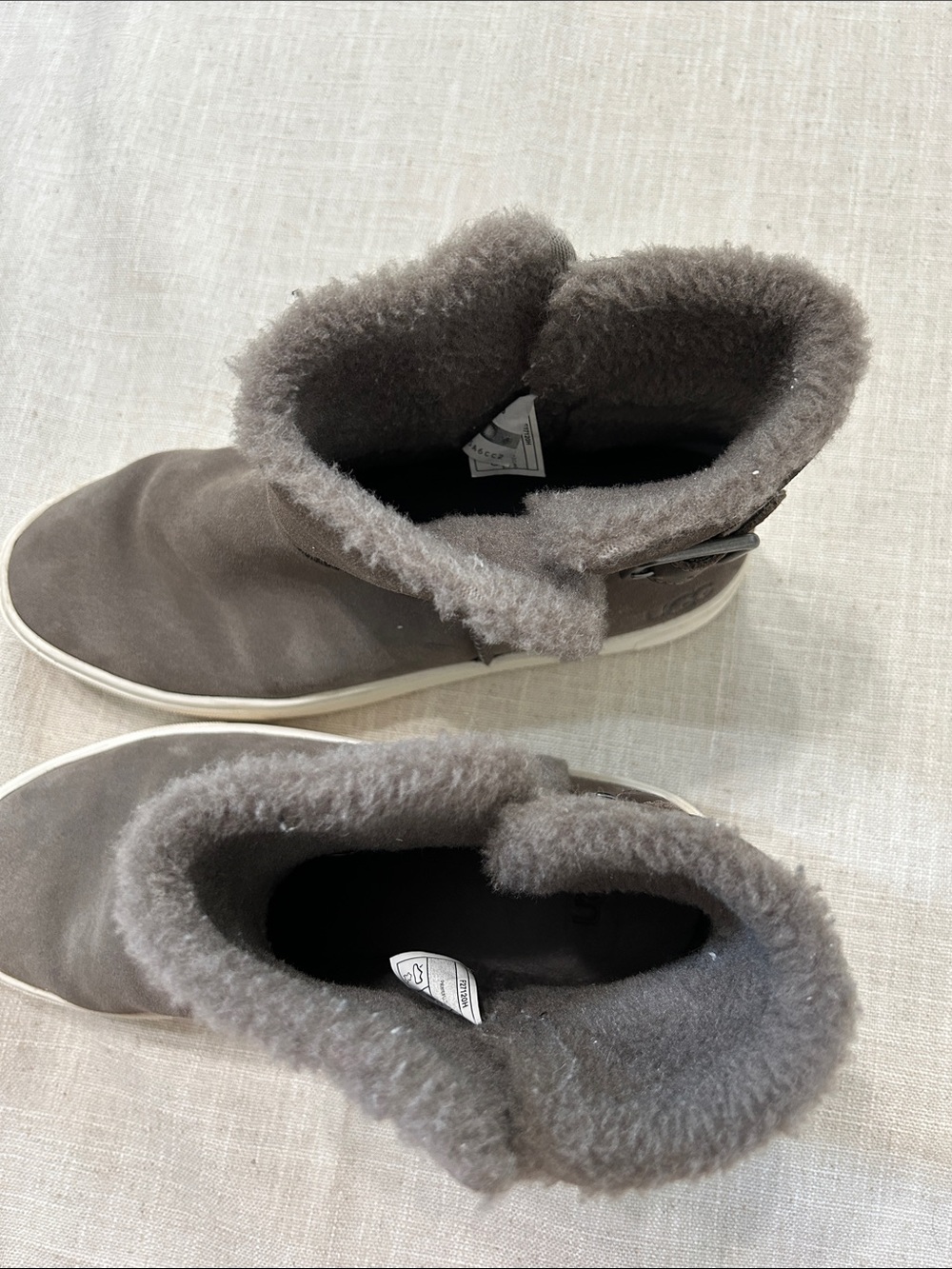 UGG Aika Sneaker Women's Gray Suede Shearling High-Top Boots Side Buckle Size 9 - Picture 9 of 12